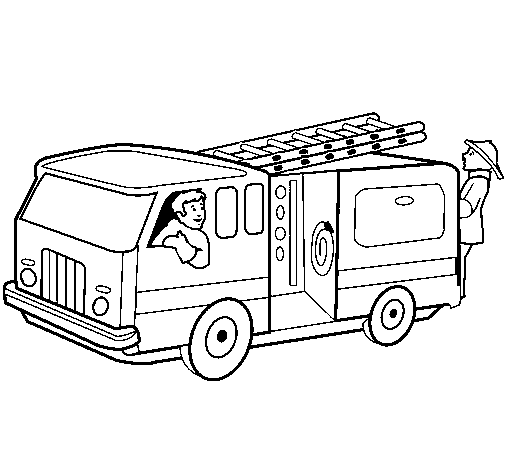 Dibuix de Bombers en el camió  per Pintar on-line
