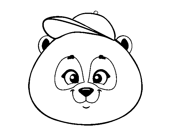 Dibuix de Cara d'ós panda amb barret per Pintar on-line