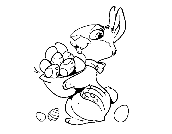 Dibuix de Conillet amb ous de Pasqua per Pintar on-line