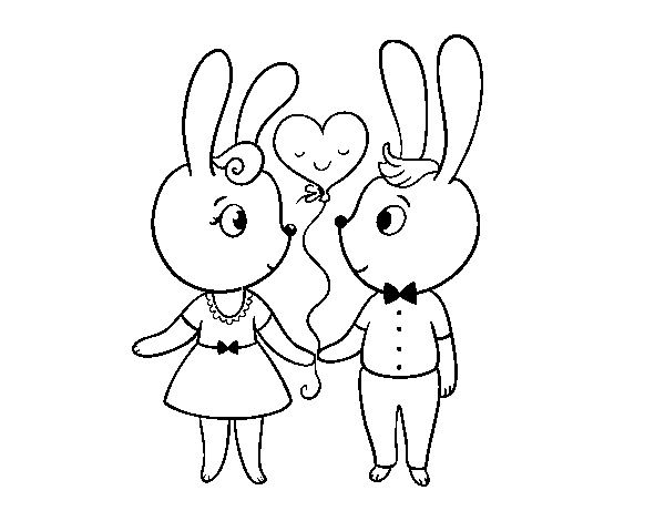 Dibuix de Conillets enamorats per Pintar on-line