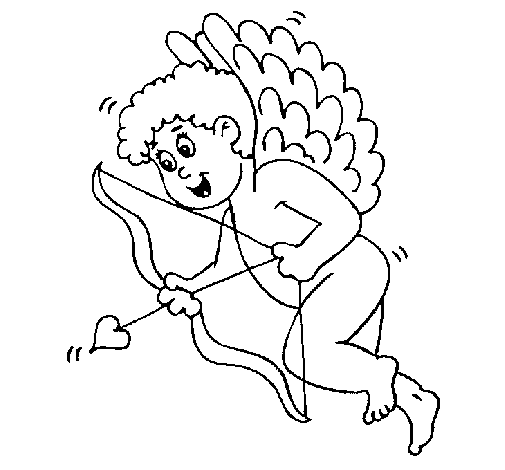 Dibuix de Cupido amb grans ales per Pintar on-line