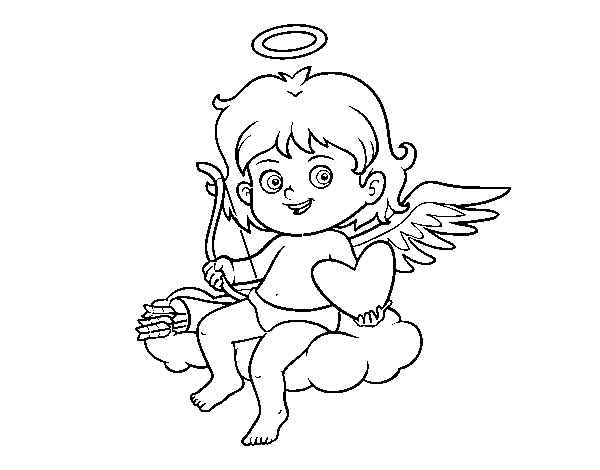 Dibuix de Cupido en un núvol per Pintar on-line