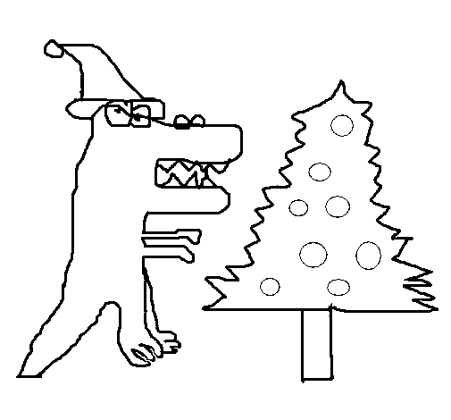 Dibuix de Dinosaure per Nadal per Pintar on-line
