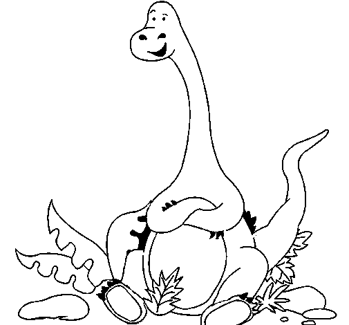 Dibuix de Diplodocus assegut  per Pintar on-line