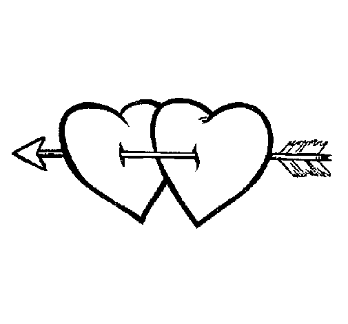 Dibuix de Dos cors amb una fletxa per Pintar on-line
