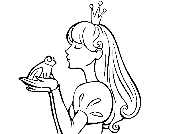 Dibuix de La princesa i la granota per Pintar on-line