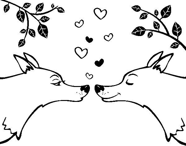 Dibuix de Llops enamorats per Pintar on-line