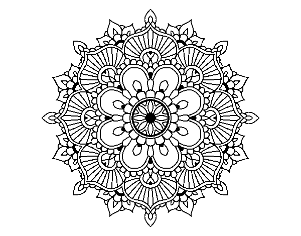 Dibuix de Mandala espurna floral per Pintar on-line