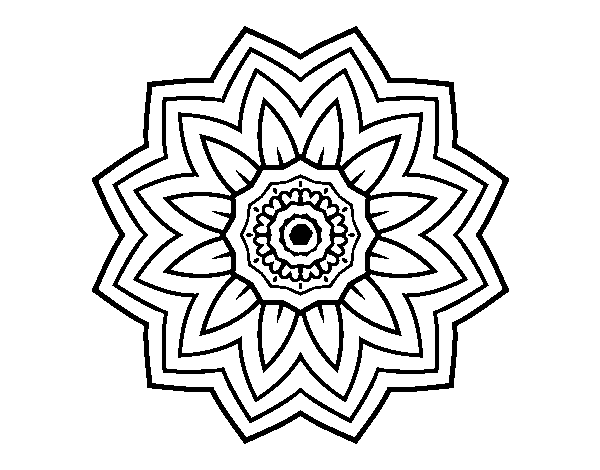 Dibuix de Mandala flor de girasol per Pintar on-line