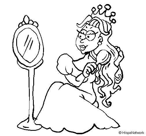 Dibuix de Princesa i mirall per Pintar on-line
