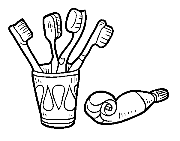 Dibuix de Raspalls i pasta de dents per Pintar on-line