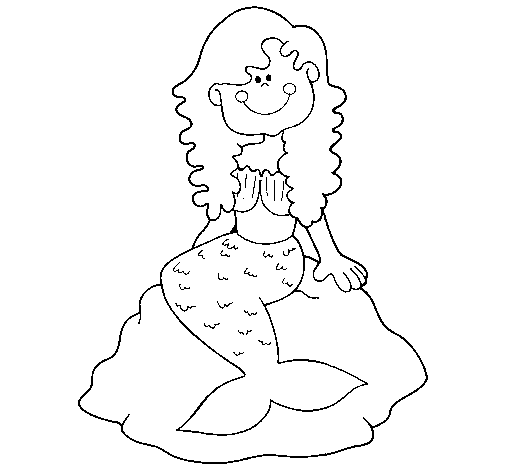 Dibuix de Sirena asseguda en una roca  per Pintar on-line