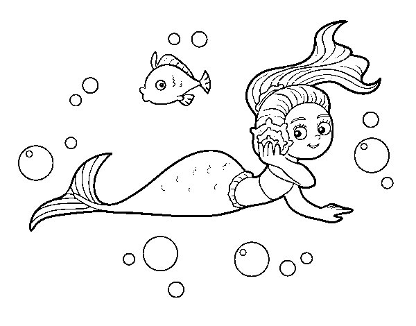 Dibuix de Sirena màgica per Pintar on-line