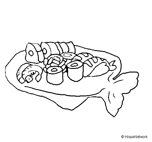 Dibuix de Sushi per Pintar on-line