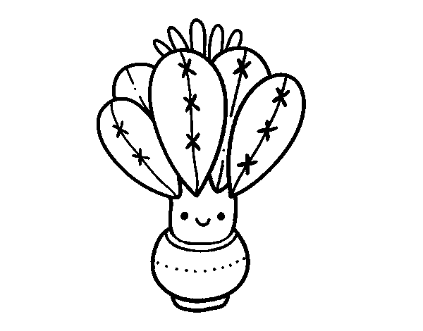 Dibuix de Un cactus amb flor per Pintar on-line