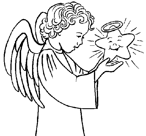 Dibuix de Àngel i estrella per Pintar on-line