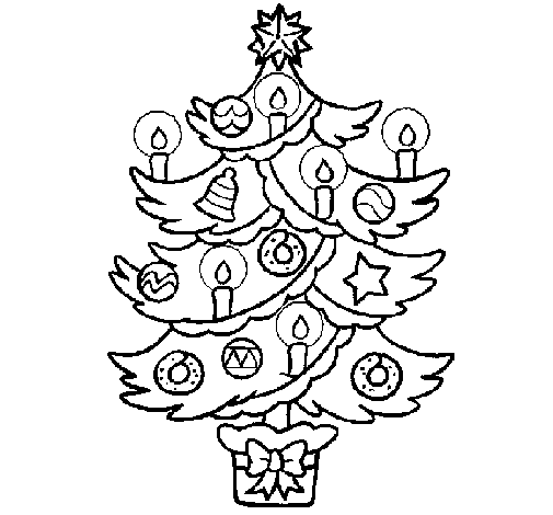 Dibuix de Arbre de Nadal amb espelmes per Pintar on-line