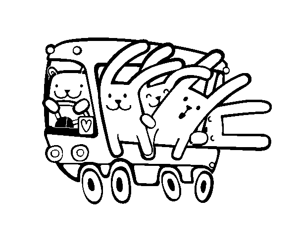 Dibuix de Autobús dels conills per Pintar on-line