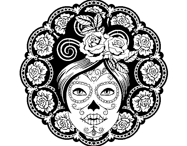Dibuix de Calavera mexicana femenina per Pintar on-line