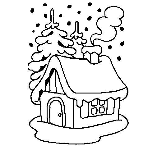 Dibuix de Casa en la neu  per Pintar on-line