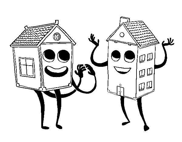 Dibuix de Cases veïnes per Pintar on-line