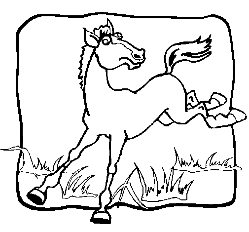 Dibuix de Cavall donant una patada per Pintar on-line