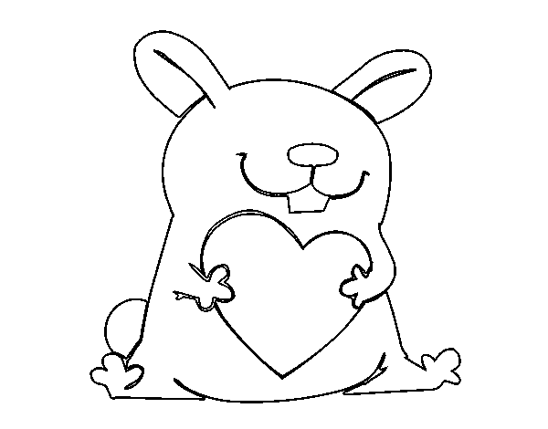 Dibuix de Conill amb cor per Pintar on-line