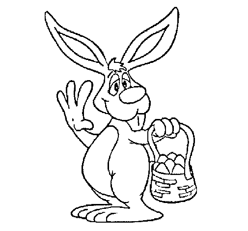 Dibuix de Conill amb un cistell per Pintar on-line