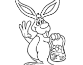 Dibuix de Conill amb un cistell per pintar