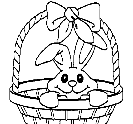 Dibuix de Conillet en una cistella per Pintar on-line