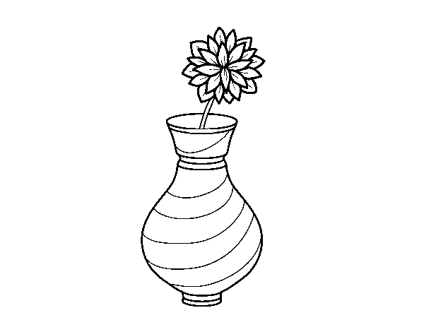 Dibuix de Crisantem en un gerro per Pintar on-line