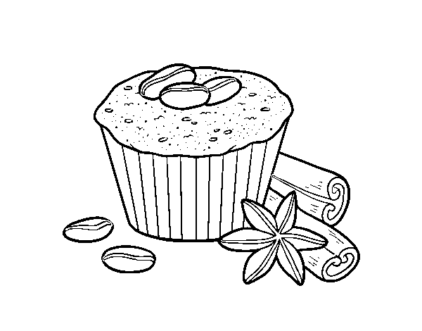 Dibuix de Cupcake de cafè per Pintar on-line