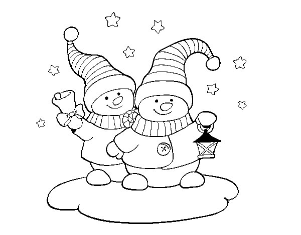 Dibuix de Dos ninots de Nadal per Pintar on-line