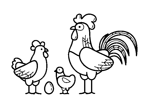 Dibuix de Família gallina per Pintar on-line
