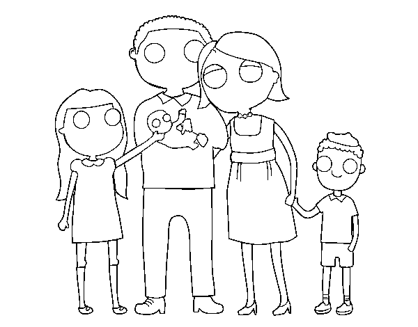 Dibuix de Família unida per Pintar on-line