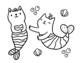 Dibuix de Gats sirena per pintar