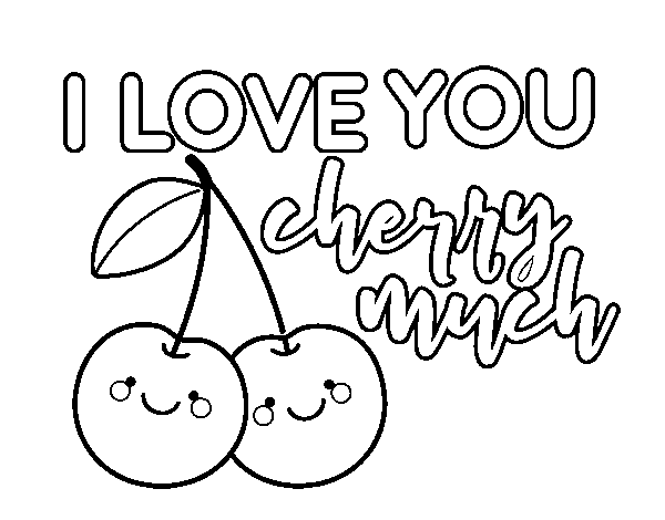Dibuix de I love you cherry much per Pintar on-line