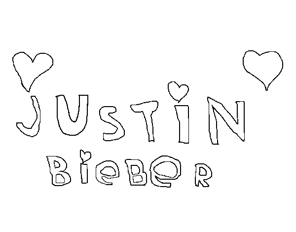 Dibuix de Justin Bieber entre cors per Pintar on-line