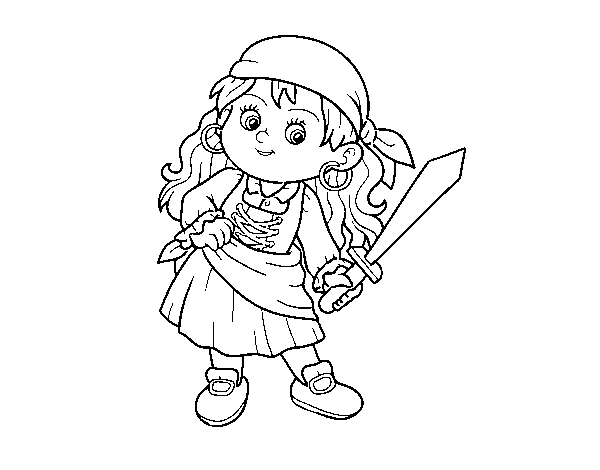 Dibuix de La noia pirata per Pintar on-line