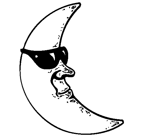 Dibuix de Lluna amb ulleres de sol per Pintar on-line