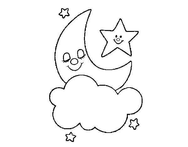 Dibuix de Lluna i estrelles per Pintar on-line