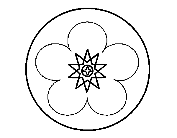 Dibuix de Mandala amb flor per Pintar on-line