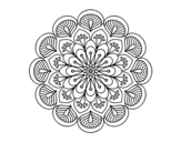 Dibuix de Mandala flor i fulles per pintar