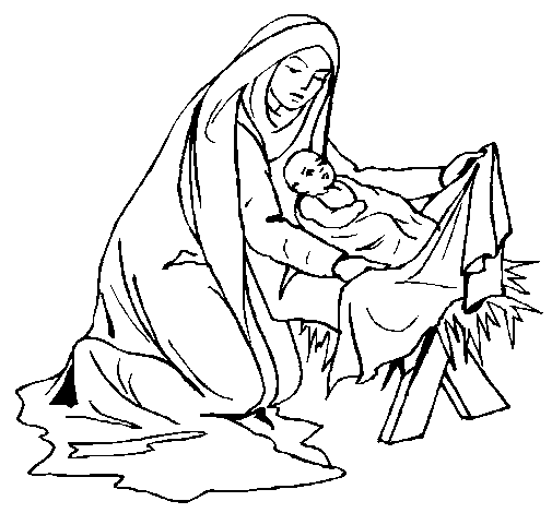 Dibuix de Naixement del nen Jesús  per Pintar on-line