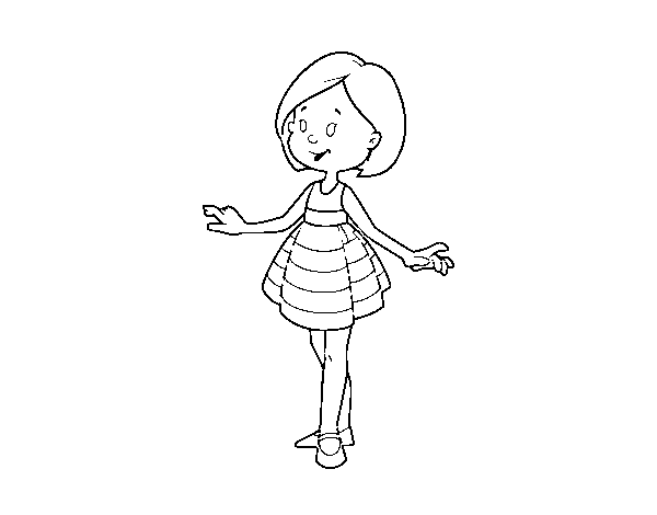 Dibuix de Nena amb vestit curt per Pintar on-line