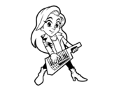 Dibuix de Noia tocant el keytar per pintar