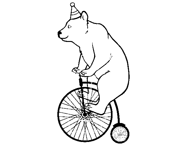 Dibuix de Ós en bicicleta per Pintar on-line