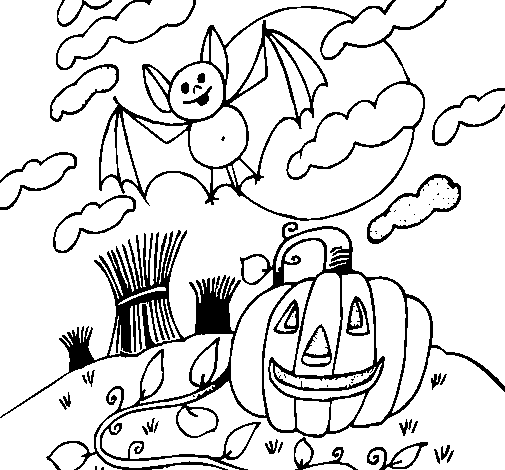 Dibuix de Paisatge de Halloween per Pintar on-line