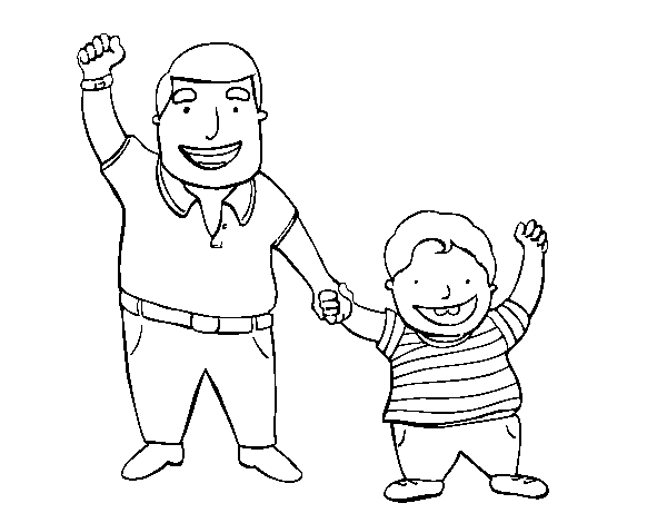 Dibuix de Papà i fill per Pintar on-line