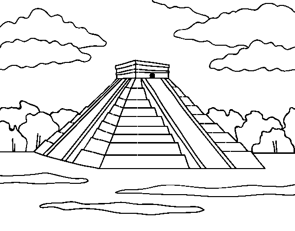Dibuix de Piràmide de Chichén Itzá per Pintar on-line